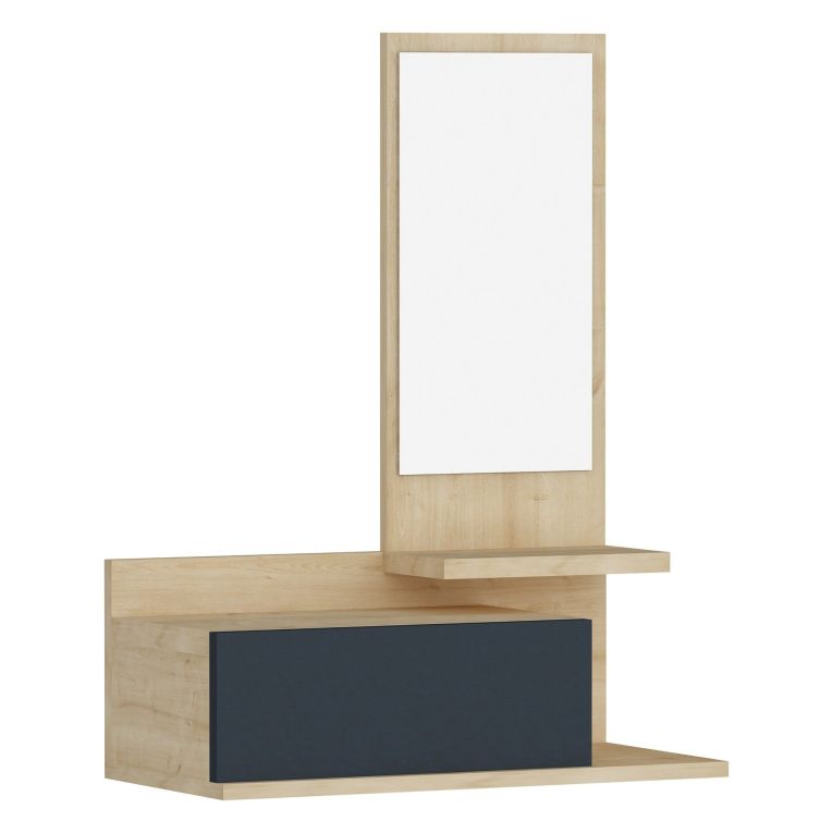 Mobile da Ingresso Marrone Rovere Nero Antracite Specchio Incluso un Cassetto 60x31x90h cm, 3 Ripiani - Minerbe