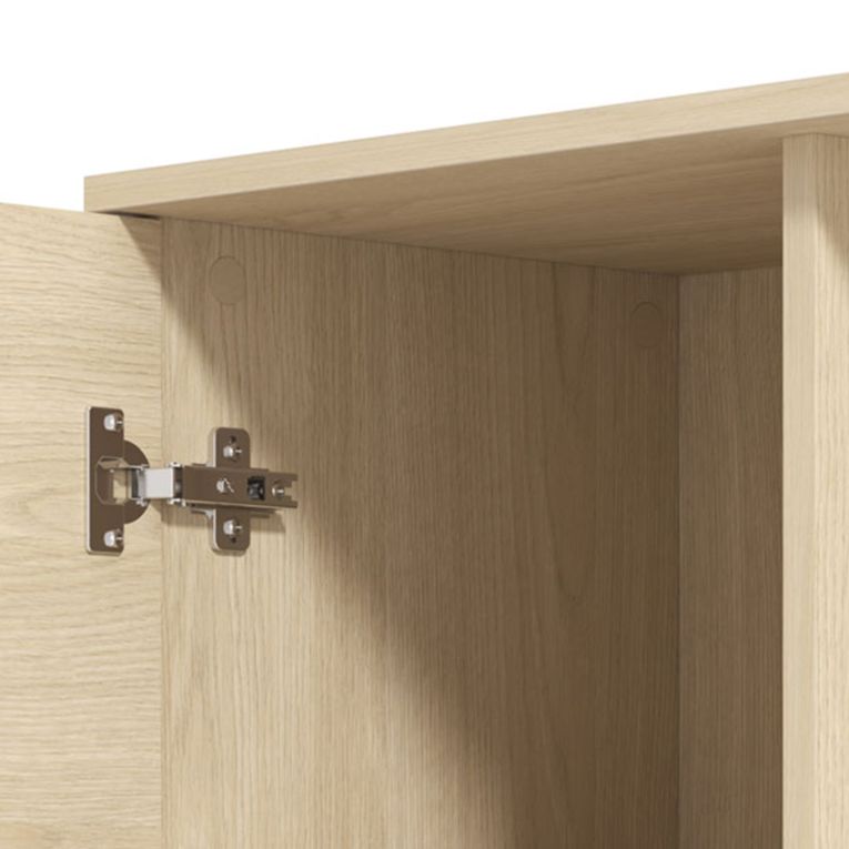 Mobile da Ingresso Marrone Rovere Nero Specchio Incluso 6 Ripiani 87x36x197h cm, Appendiabiti - Vique