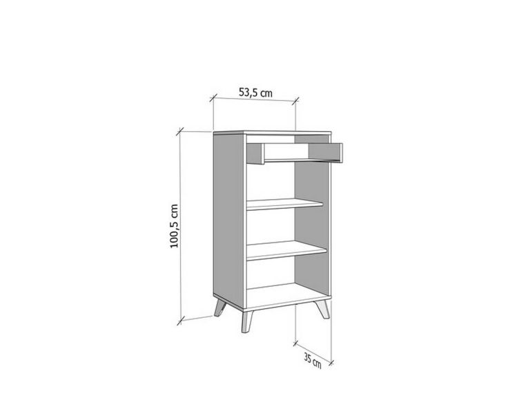 Mobile da Ingresso Marrone Rovere Nero un Cassetto 2 Ripiani 54x35x101h cm, Un'anta - Sezzadio