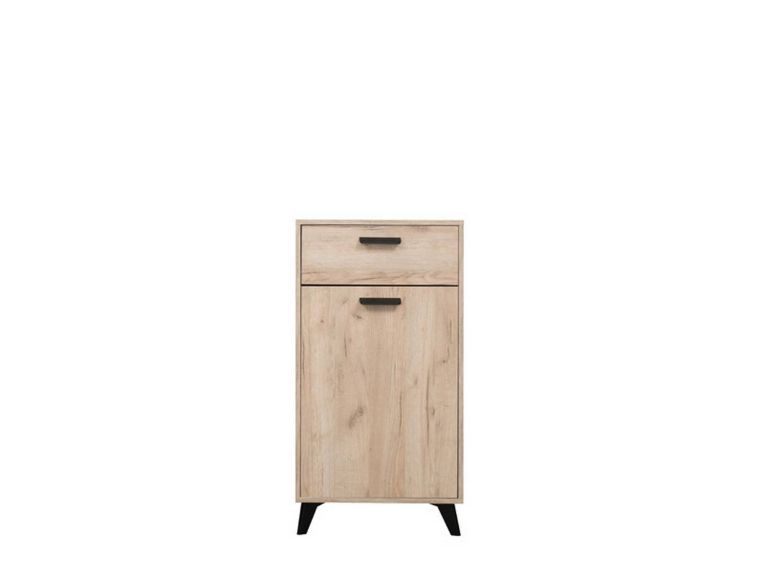Mobile da Ingresso Marrone Rovere Nero un Cassetto 2 Ripiani 54x35x101h cm, Un'anta - Sezzadio