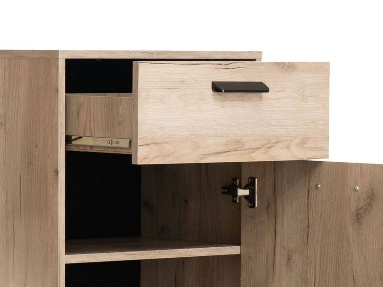 Mobile da Ingresso Marrone Rovere Nero un Cassetto 2 Ripiani 54x35x101h cm, Un'anta - Sezzadio