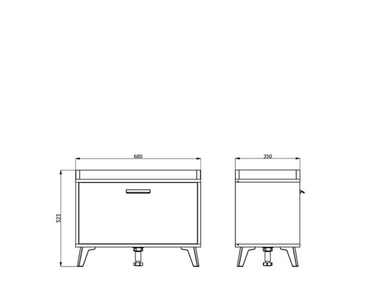 Mobile da Ingresso Marrone Rovere Nero un Ripiano Un'anta 68x35x52.5h cm, 2 Vani - Lainate