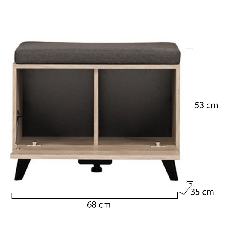 Mobile da Ingresso Marrone Rovere Nero un Ripiano Un'anta 68x35x52.5h cm, 2 Vani - Lainate