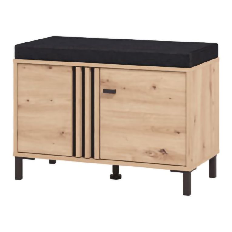 Mobile da Ingresso Marrone Rovere Nodi Grigio Scuro un Ripiano 2 Ante 80x40x52h cm, con Piedini, Comoda Seduta - Lalom