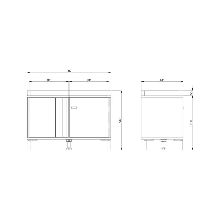 Mobile da Ingresso Marrone Rovere Nodi Grigio Scuro un Ripiano 2 Ante 80x40x52h cm, con Piedini, Comoda Seduta - Lalom