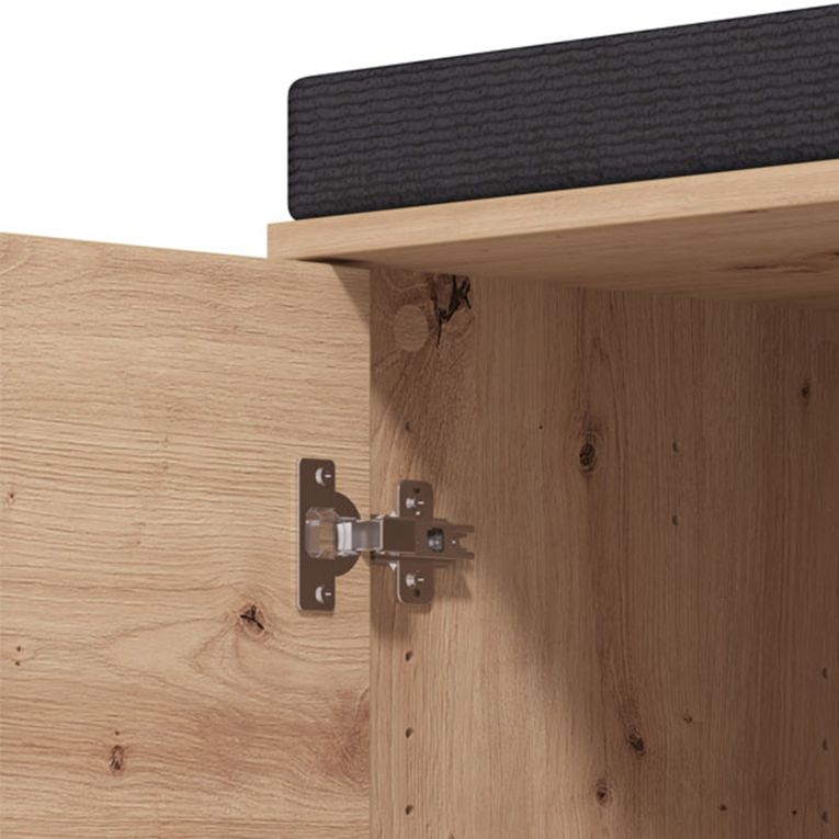Mobile da Ingresso Marrone Rovere Nodi Grigio Scuro un Ripiano 2 Ante 80x40x52h cm, con Piedini, Comoda Seduta - Lalom