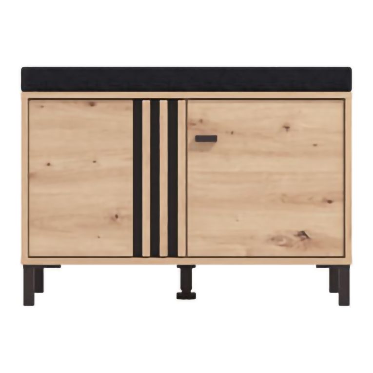 Mobile da Ingresso Marrone Rovere Nodi Grigio Scuro un Ripiano 2 Ante 80x40x52h cm, con Piedini, Comoda Seduta - Lalom