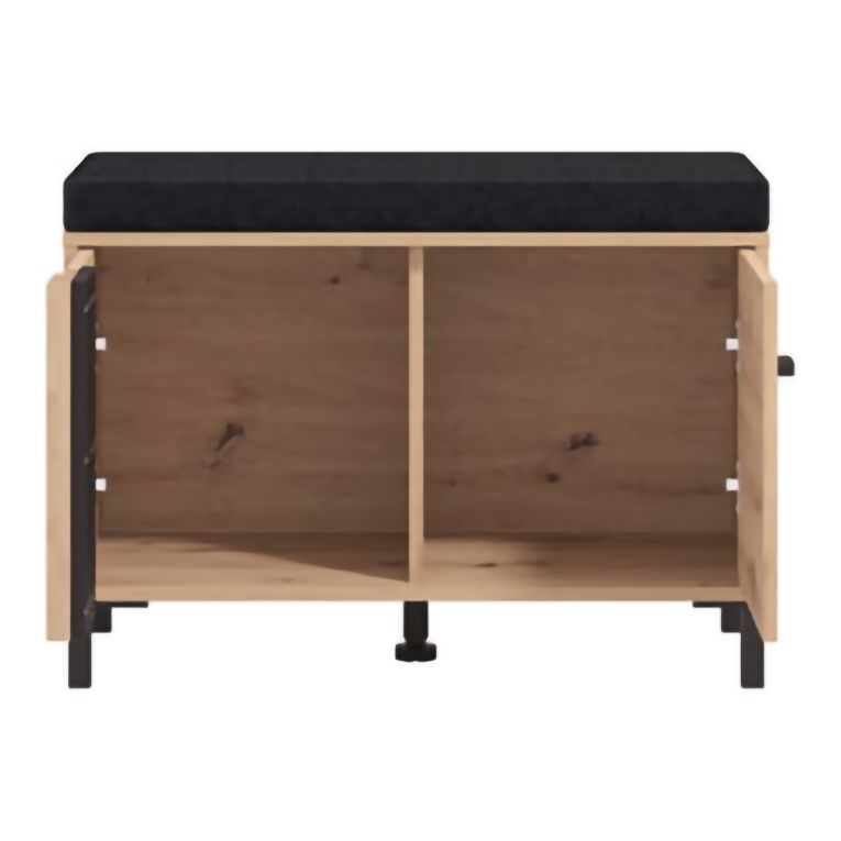 Mobile da Ingresso Marrone Rovere Nodi Grigio Scuro un Ripiano 2 Ante 80x40x52h cm, con Piedini, Comoda Seduta - Lalom
