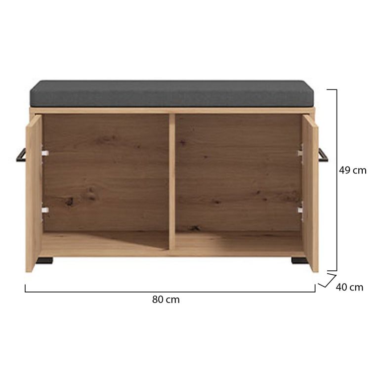 Mobile da Ingresso Marrone Rovere Nodi Grigio Scuro un Ripiano Apertura Battente 80x40x49h cm, 2 Ante - Pincara