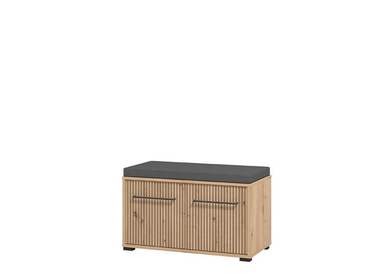 Mobile da Ingresso Marrone Rovere Nodi Grigio Scuro un Ripiano Apertura Battente 80x40x49h cm, 2 Ante - Pincara