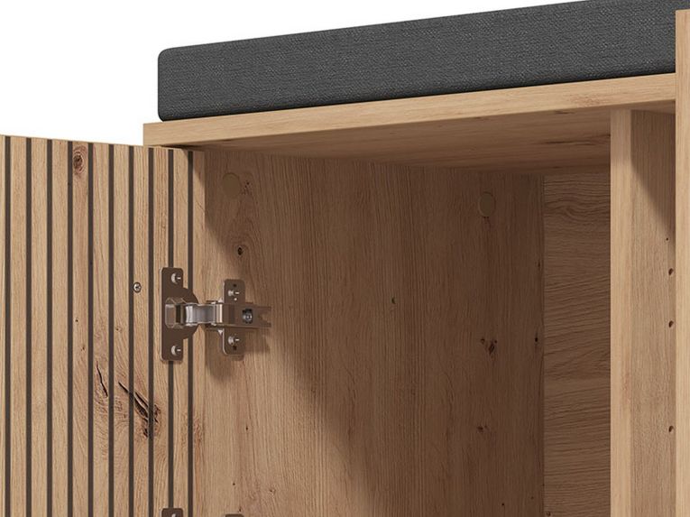 Mobile da Ingresso Marrone Rovere Nodi Grigio Scuro un Ripiano Apertura Battente 80x40x49h cm, 2 Ante - Pincara