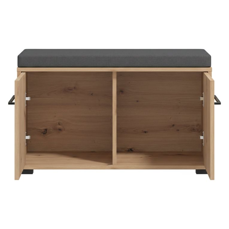 Mobile da Ingresso Marrone Rovere Nodi Grigio Scuro un Ripiano Apertura Battente 80x40x49h cm, 2 Ante - Pincara
