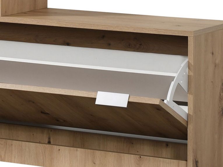 Mobile da Ingresso Marrone Rovere Nodi Grigio Specchio Incluso 4 Ripiani 100x29x191.5h cm, Appendiabiti - Tonengo