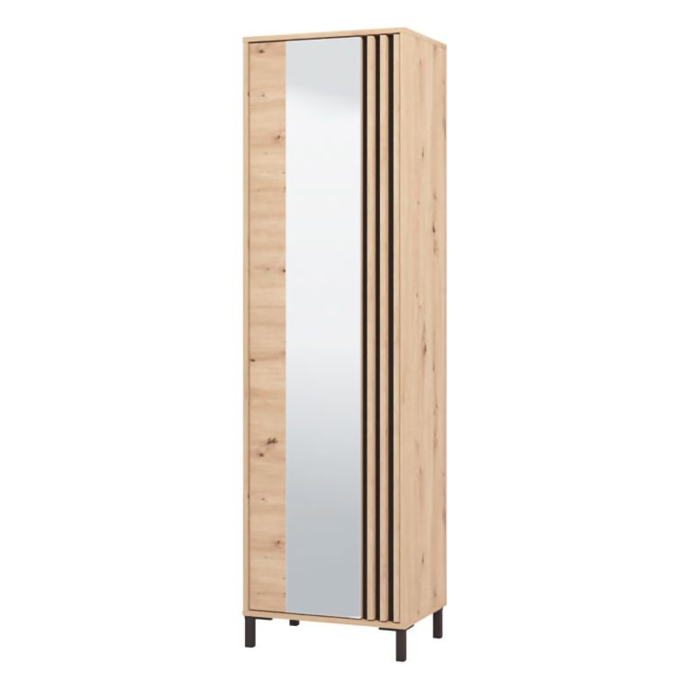 Mobile da Ingresso Marrone Rovere Nodi Nero Specchio Incluso 2 Ripiani 193x55x40h cm, Appendiabiti - Apia