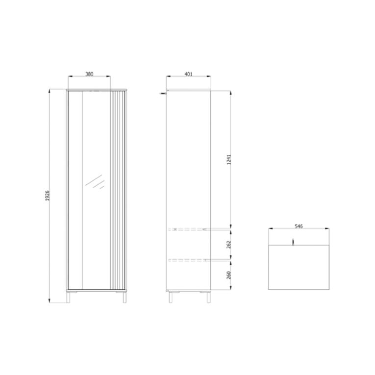 Mobile da Ingresso Marrone Rovere Nodi Nero Specchio Incluso 2 Ripiani 193x55x40h cm, Appendiabiti - Apia