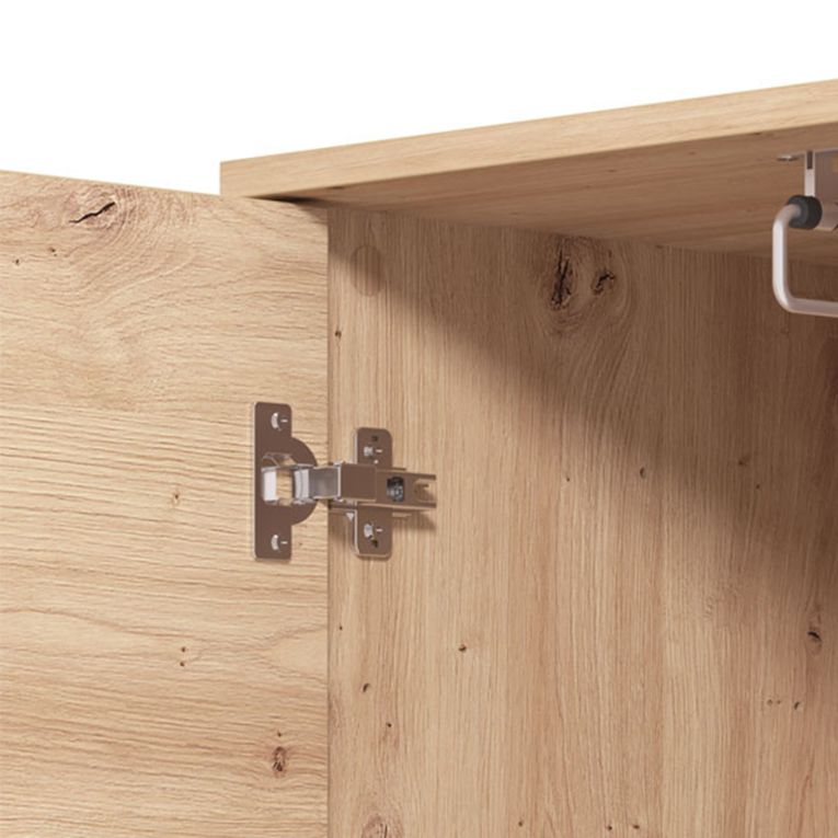 Mobile da Ingresso Marrone Rovere Nodi Nero Specchio Incluso 2 Ripiani 193x55x40h cm, Appendiabiti - Apia