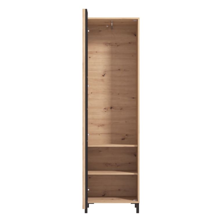 Mobile da Ingresso Marrone Rovere Nodi Nero Specchio Incluso 2 Ripiani 193x55x40h cm, Appendiabiti - Apia