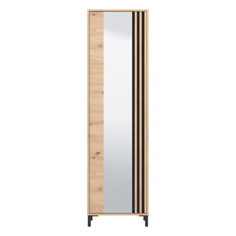 Mobile da Ingresso Marrone Rovere Nodi Nero Specchio Incluso 2 Ripiani 193x55x40h cm, Appendiabiti - Apia