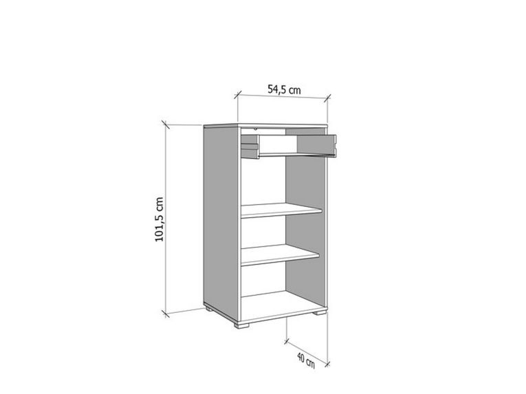Mobile da Ingresso Marrone Rovere Nodi Nero un Cassetto 2 Ripiani 54.5x40x101.5h cm, Un'anta - Pincara
