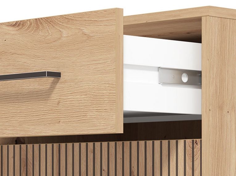 Mobile da Ingresso Marrone Rovere Nodi Nero un Cassetto 2 Ripiani 54.5x40x101.5h cm, Un'anta - Pincara