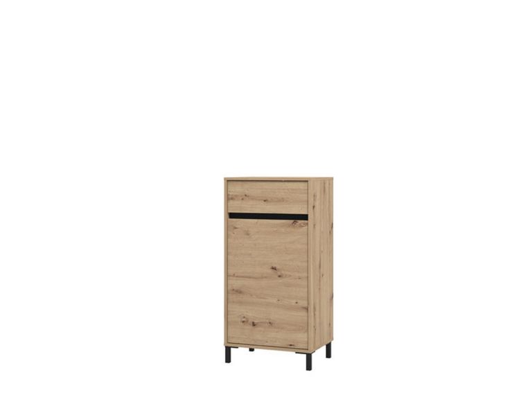 Mobile da Ingresso Marrone Rovere Nodi Nero un Cassetto 2 Ripiani 54.5x40x109.5h cm, Un'anta - Pollenza