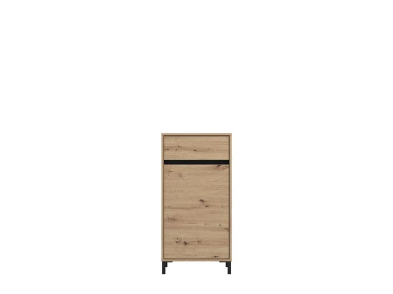 Mobile da Ingresso Marrone Rovere Nodi Nero un Cassetto 2 Ripiani 54.5x40x109.5h cm, Un'anta - Pollenza