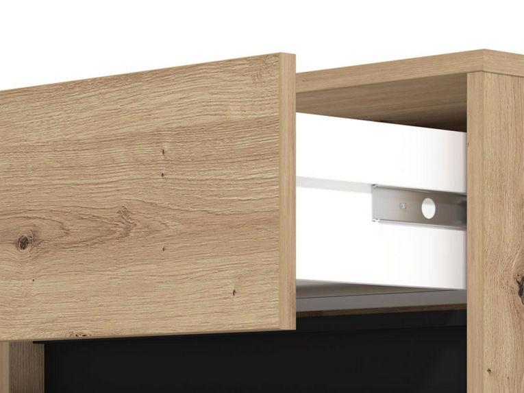 Mobile da Ingresso Marrone Rovere Nodi Nero un Cassetto 2 Ripiani 54.5x40x109.5h cm, Un'anta - Pollenza