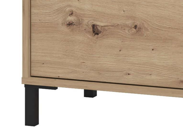 Mobile da Ingresso Marrone Rovere Nodi Nero un Cassetto 2 Ripiani 54.5x40x109.5h cm, Un'anta - Pollenza