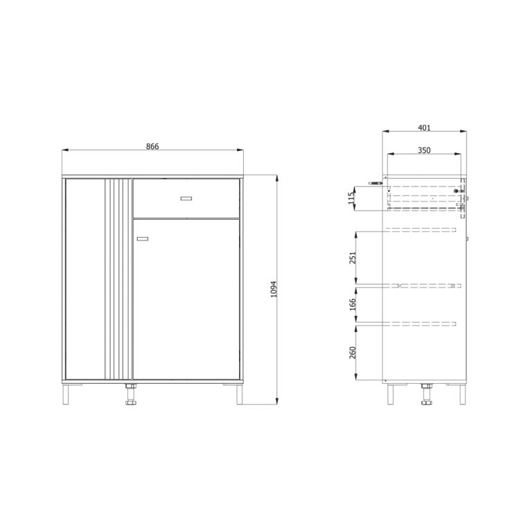 Mobile da Ingresso Marrone Rovere Nodi Nero un Cassetto 4 Ripiani 87x40x110h cm, 2 Ante - Hanga
