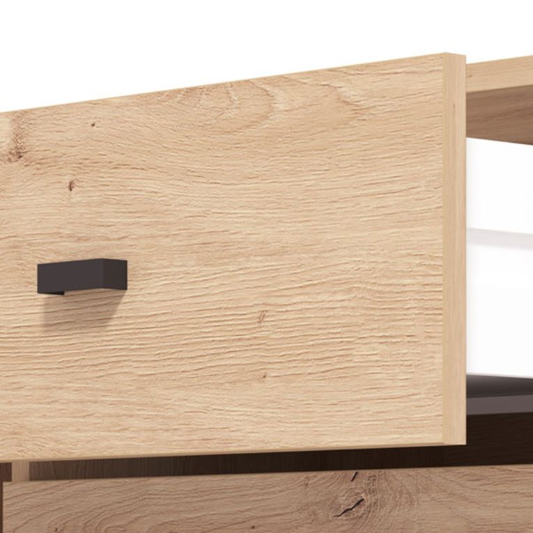 Mobile da Ingresso Marrone Rovere Nodi Nero un Cassetto 4 Ripiani 87x40x110h cm, 2 Ante - Hanga