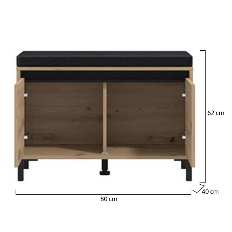 Mobile da Ingresso Marrone Rovere Nodi Nero un Ripiano 2 Ante 80x40x57h cm, 2 Vani - Varmo