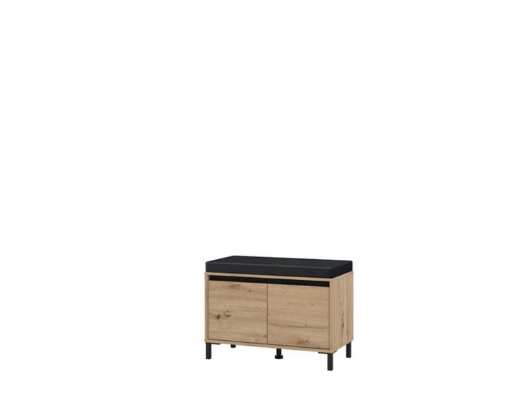 Mobile da Ingresso Marrone Rovere Nodi Nero un Ripiano 2 Ante 80x40x57h cm, 2 Vani - Varmo