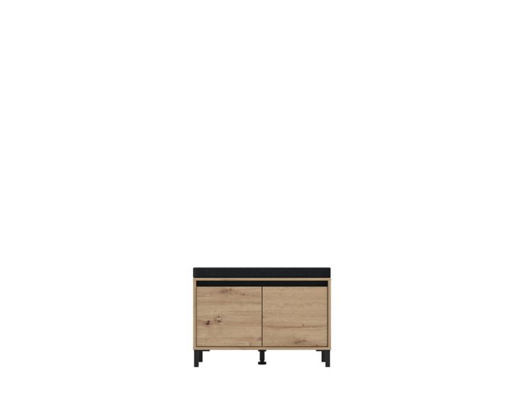 Mobile da Ingresso Marrone Rovere Nodi Nero un Ripiano 2 Ante 80x40x57h cm, 2 Vani - Varmo
