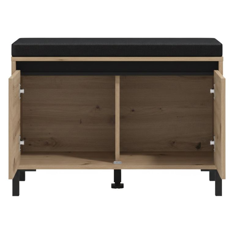 Mobile da Ingresso Marrone Rovere Nodi Nero un Ripiano 2 Ante 80x40x57h cm, 2 Vani - Varmo