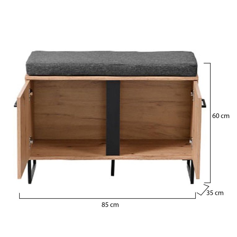 Mobile da Ingresso Marrone Rovere Nodi Nero un Ripiano 2 Ante 84.5x35x59.5h cm, 2 Vani - Roascio