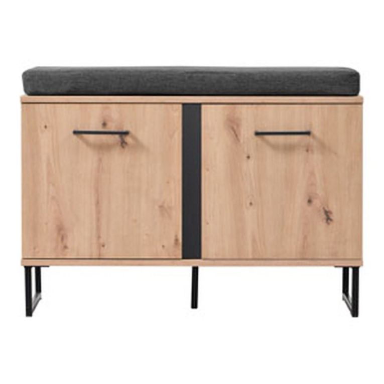 Mobile da Ingresso Marrone Rovere Nodi Nero un Ripiano 2 Ante 84.5x35x59.5h cm, 2 Vani - Roascio