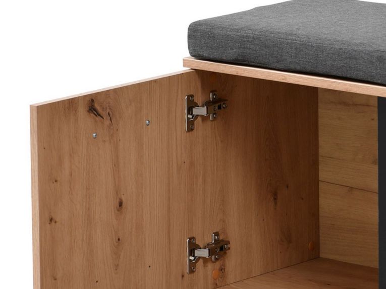 Mobile da Ingresso Marrone Rovere Nodi Nero un Ripiano 2 Ante 84.5x35x59.5h cm, 2 Vani - Roascio