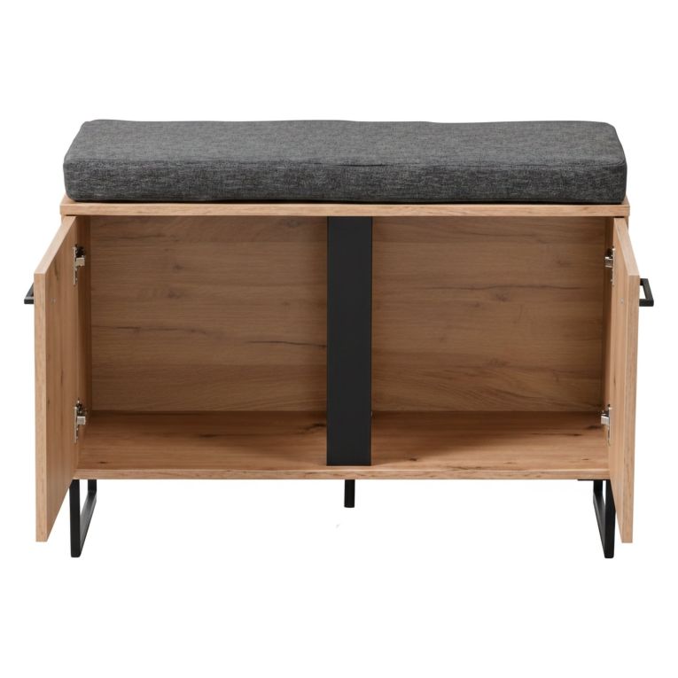 Mobile da Ingresso Marrone Rovere Nodi Nero un Ripiano 2 Ante 84.5x35x59.5h cm, 2 Vani - Roascio
