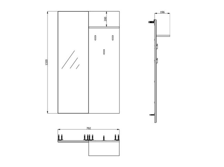 Mobile da Ingresso Marrone Rovere Nodi Specchio Incluso un Ripiano 79x19.5x132h cm, Appendiabiti - Lanze