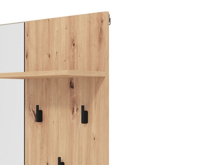 Mobile da Ingresso Marrone Rovere Nodi Specchio Incluso un Ripiano 79x19.5x132h cm, Appendiabiti - Lanze