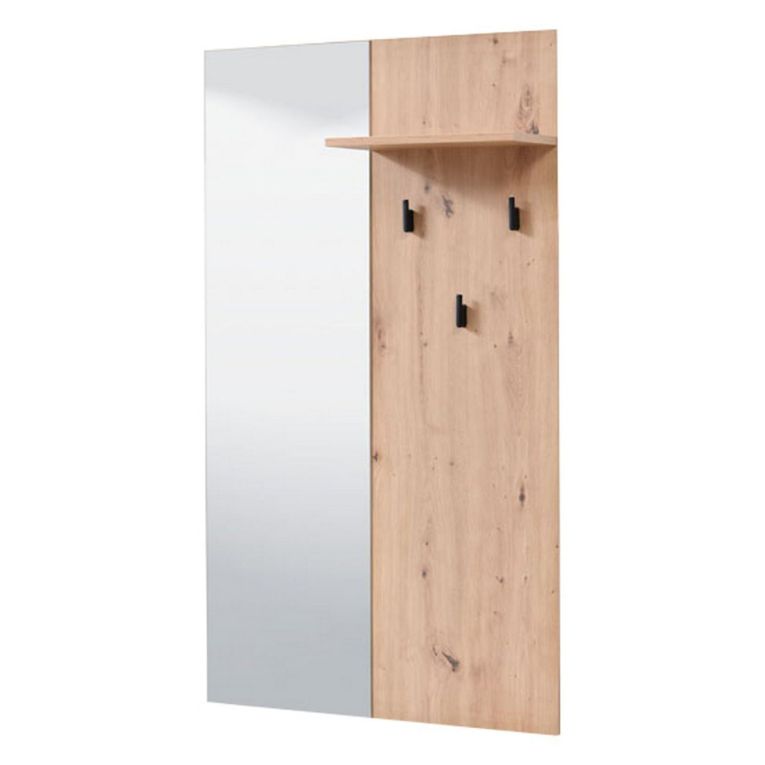 Mobile da Ingresso Marrone Rovere Nodi Specchio Incluso un Ripiano 79x19.5x132h cm, Appendiabiti - Lanze