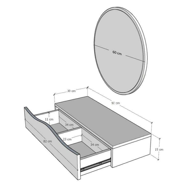 Mobile da Ingresso Marrone Rovere Specchio Incluso un Ripiano 82x30x15h cm, Modulabile - Cremano