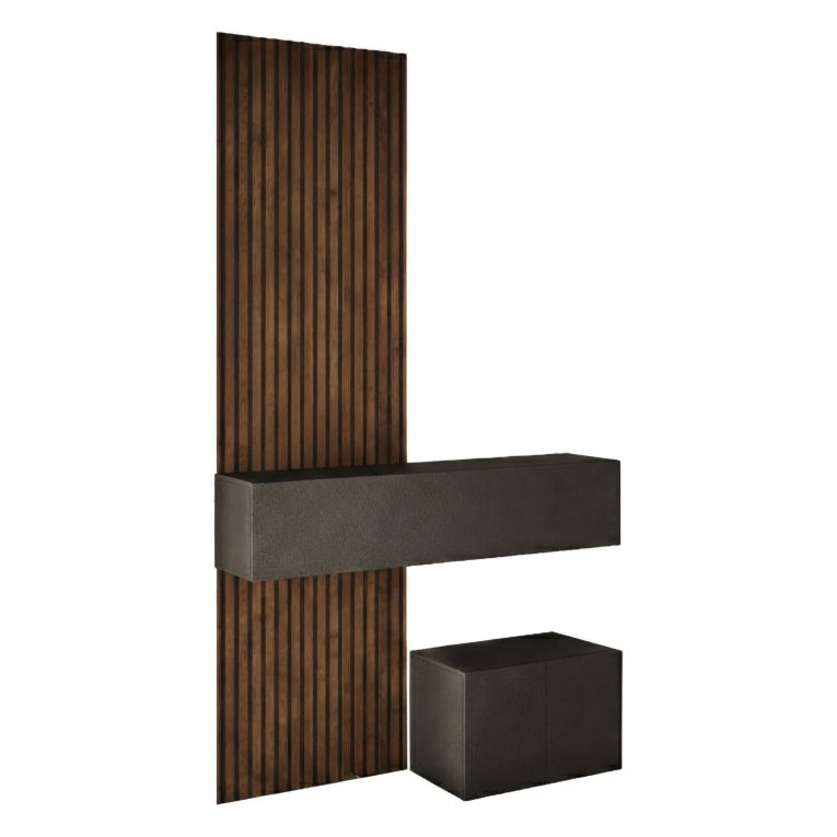 Mobile da Ingresso Marrone Scuro Marrone Quercia 2 Paia Cassetti 138x35x241h cm, Ripiani Made in Italy - Liscate