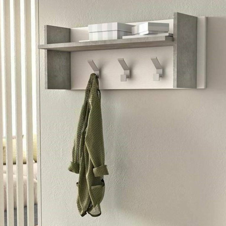 Mobile da ingresso minimal sospeso bianco e cemento 90x34h cm - Angry