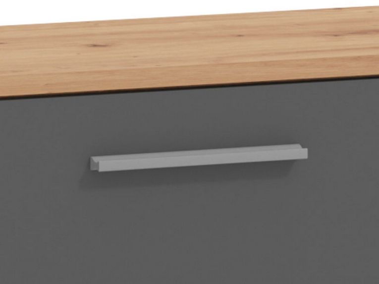 Mobile da Ingresso Nero Antracite Marrone Rovere Nodi Specchio Incluso 3 Ripiani 91.5x28x202h cm, Appendiabiti - Viggiano