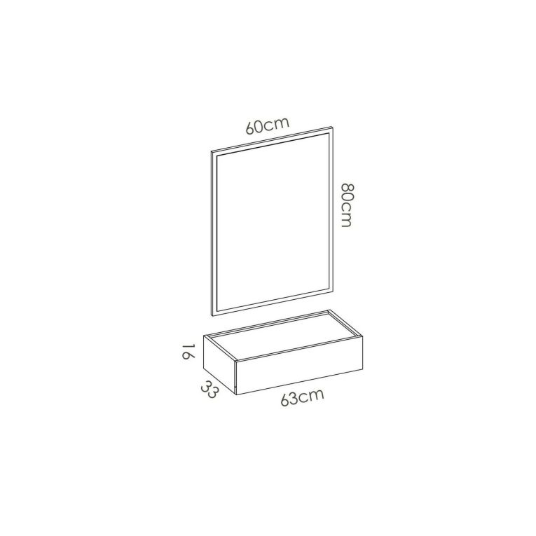 Mobile da ingresso piccolo con specchio e 1 cassetto bianco e rovere 33x16h cm - Astolfo