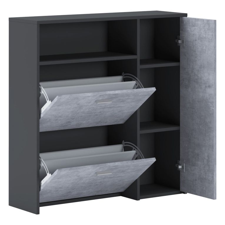 Mobile da ingresso Scultore, 92x27h94 cm, Antracite e Cemento