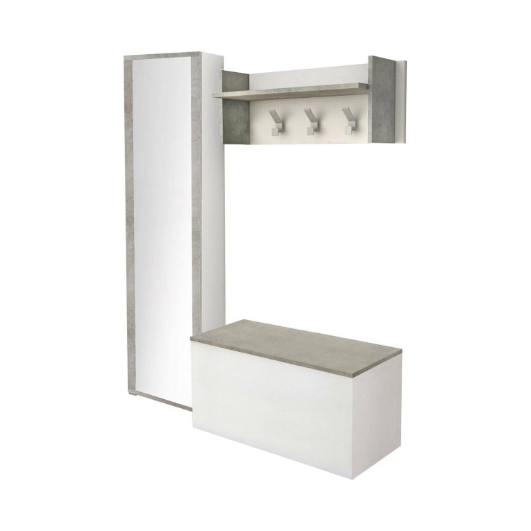 Mobile da ingresso sospeso 2 ante bianco e cemento 90x45h cm - Tanzanite