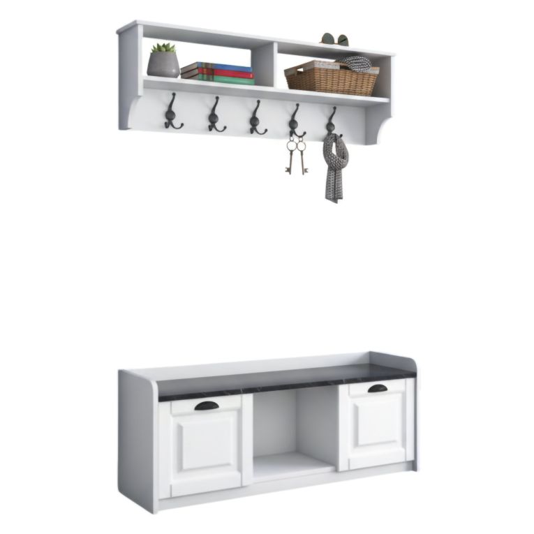 Mobile da ingresso sospeso 2 ante bianco e grigio 120x37h cm - Frank