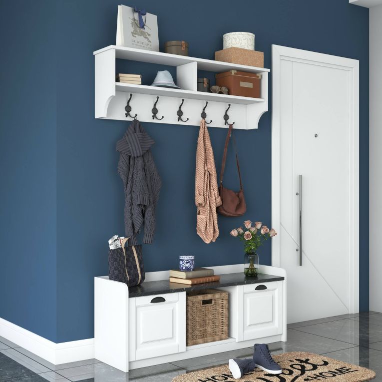 Mobile da ingresso sospeso 2 ante bianco e grigio 120x37h cm - Frank